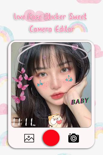 Live Face Stickers Sweet Camera  Editor screenshot 1