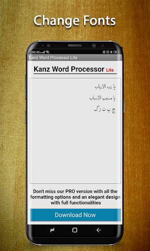 Kanz Fonts Word Processor Lite screenshot 1