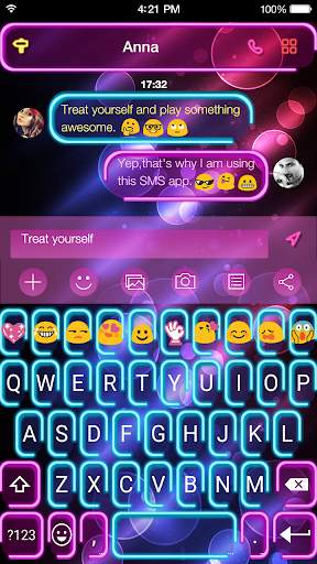 Neon Night Messages Theme скриншот 8