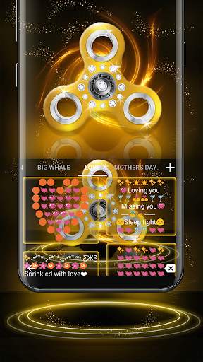 Fidget Spinner Golden Emoji Keyboard Theme screenshot 7