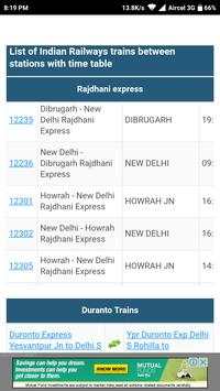Indian railway timetable screenshot 3