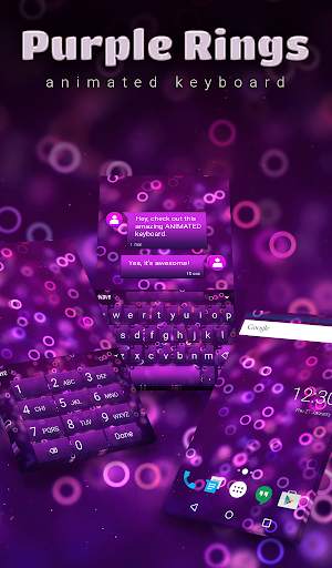 Purple Rings Animated Keyboard   Live Wallpaper screenshot 1