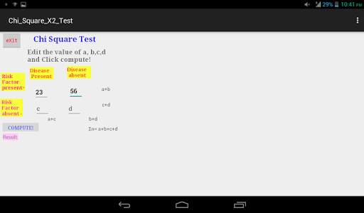 Chi square X2 Test 2x2 table screenshot 3