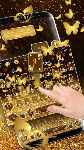 SMS Glitter Gold Butterfly Keyboard screenshot 2