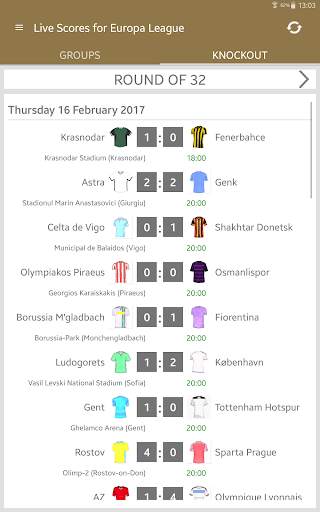 Live Scores for Europa League screenshot 10