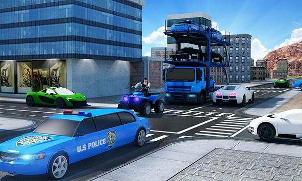 US Police Limousine Car: Truck Transporter Game screenshot 4