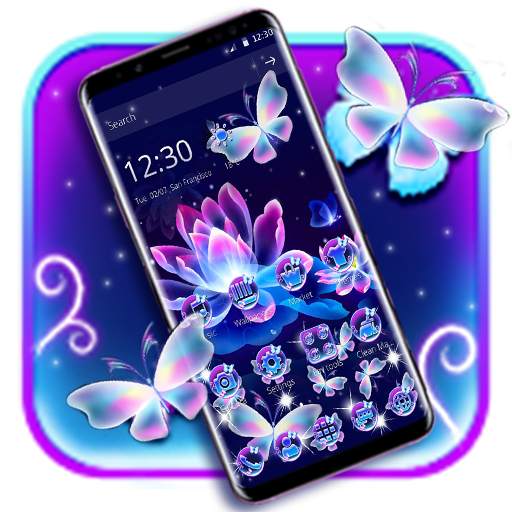 Neon Butterfly Lotus Glitter Theme 1.1.2