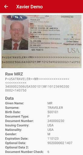 Xavier MRZ Scanner Demo App screenshot 3