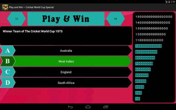 Cricket World Cup : Play & Win screenshot 2