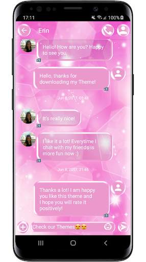 SMS Theme Sparkling Pink 2 - lovely text messages screenshot 1