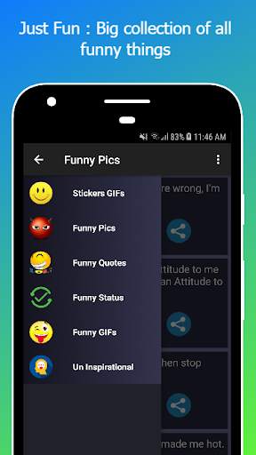Funny Pics, Funny GIFs, Stickers and Quotes स्क्रीनशॉट 1