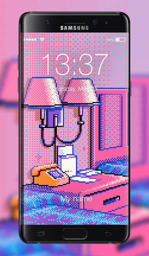 Aesthetic Vaporwave 8-bit Lock Screen screenshot 1