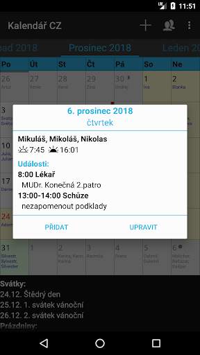 Kalendář CZ screenshot 2
