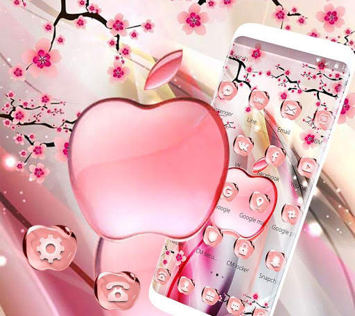 Pink Summer Flower Crystal Apple Theme 2 تصوير الشاشة