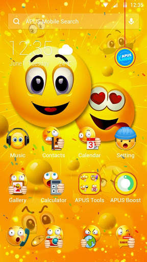 Funny Emoji APUS Launcher theme स्क्रीनशॉट 1