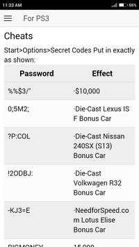 Cheat Code for Need for Speed Undercover Games NFS screenshot 4