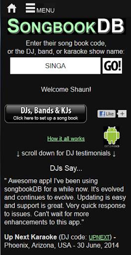 SongbookDB Song Search Karaoke 2 تصوير الشاشة