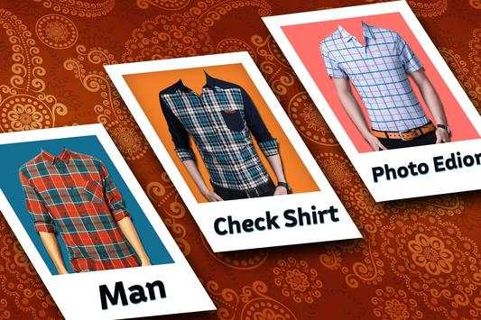 Man Check Shirt Photo Suit स्क्रीनशॉट 1