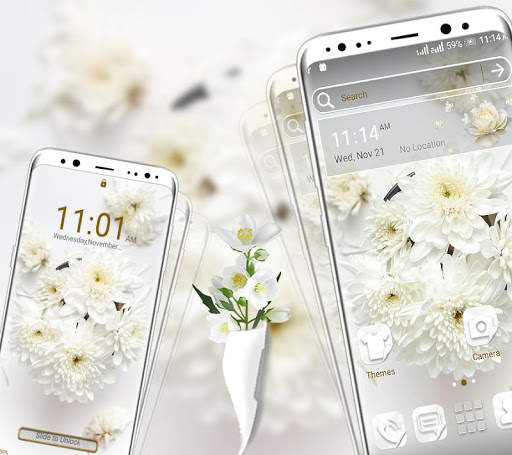 White Flower Launcher Theme скриншот 2