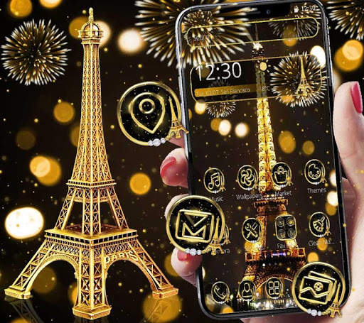 Golden Shine Paris Night Theme screenshot 3