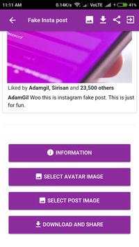 Fake Insta chat and post screenshot 4