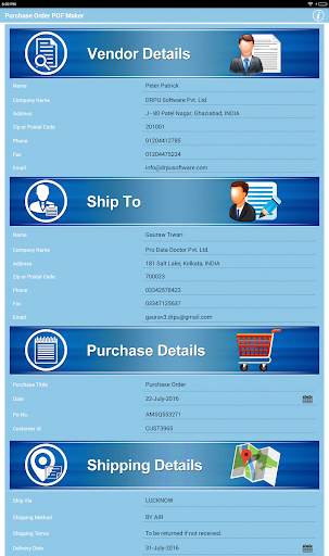Purchase Order PO PDF Maker screenshot 1