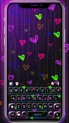 Doodle Neon Hearts Keyboard Theme screenshot 1