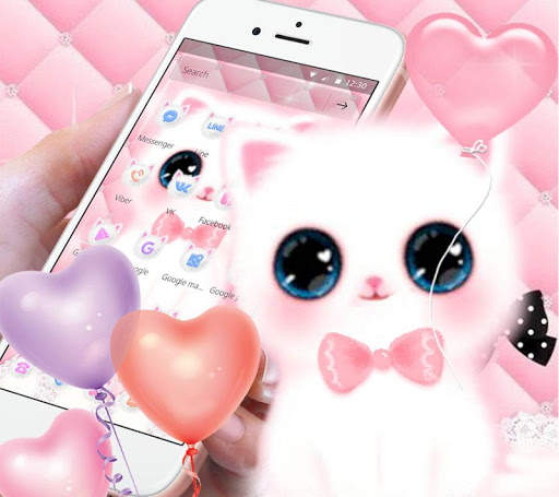 Cute Pink Water Eyes Kitty Theme screenshot 3