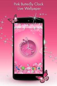Pink Butterfly Clock screenshot 3