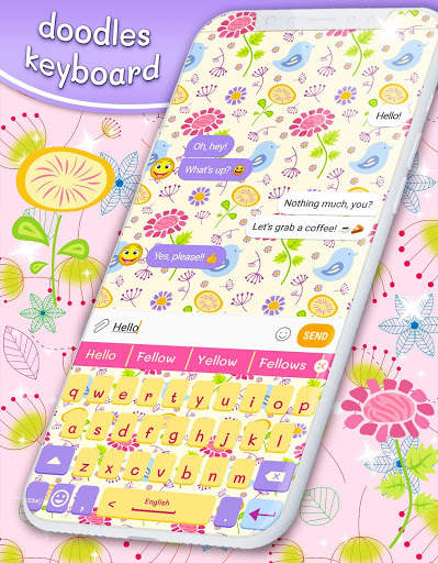 Doodle Flowers Keyboard 🌼 Pink Spring Theme screenshot 4