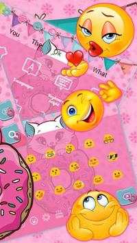 Cute Pink Donut Cat Keyboard Theme screenshot 3