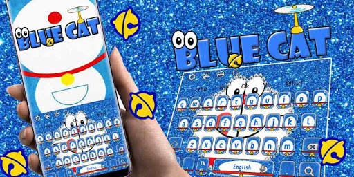 Kawaii Blue Cat Diamond Keyboard screenshot 5