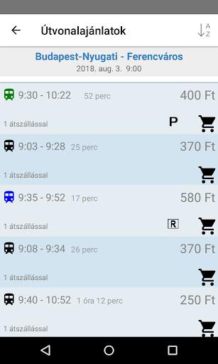 Vonatinfó screenshot 2