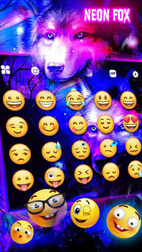 Neon Fox - Keyboard Theme 3 تصوير الشاشة
