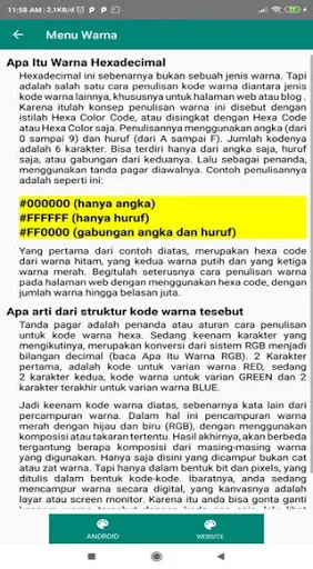 Kode Warna Pemograman screenshot 5
