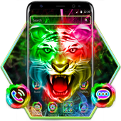 Tema di tigre selvaggia al neon colorato icon