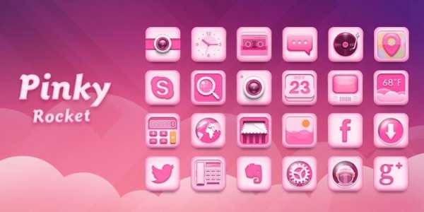 Pinky Rocket GO Launcher Theme screenshot 3