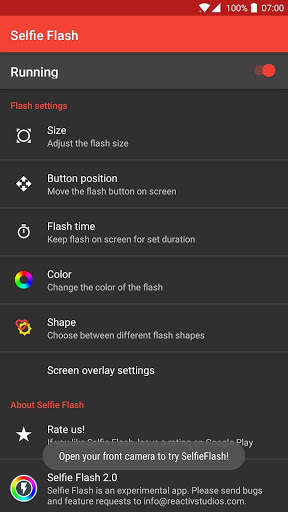 Selfie Flash - bright pictures in any camera app screenshot 2