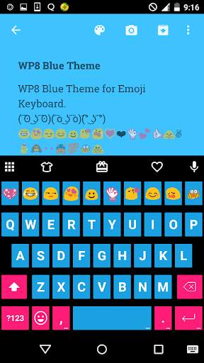 Blue Emoji Keyboard Theme screenshot 1