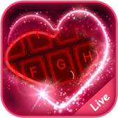 Live Neon Red Heart Keyboard Theme 6.7.16.2019