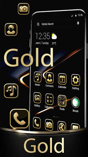 Black Gold APUS Launcher Theme screenshot 2