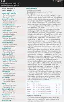 Fifth Edition Spell List Free screenshot 4