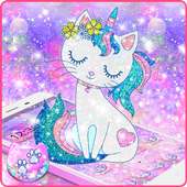 Pink Glitter Unicorn Cat Theme logo