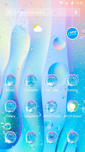 Blue Transparent Water Droplets-APUS Launcher screenshot 2