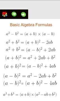 Algebra Useful Formulas screenshot 1