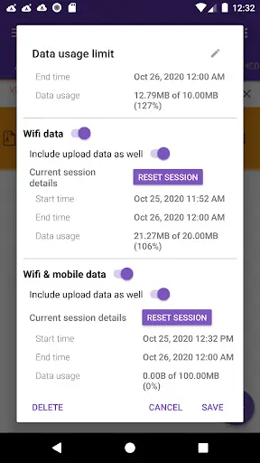 IDM Mobile data usage limit plugin screenshot 2