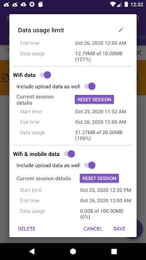 IDM Mobile data usage limit plugin screenshot 2