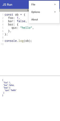 JS Run (Javascript editor and runner) 5 تصوير الشاشة