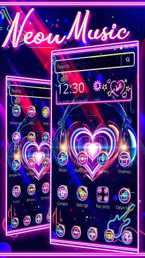 Neon Music Love Heart Theme screenshot 3