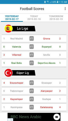 Live Football Scores screenshot 1